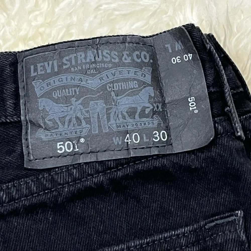 Levi’s 501 Button Fly Black Straight Leg Jeans 40x32